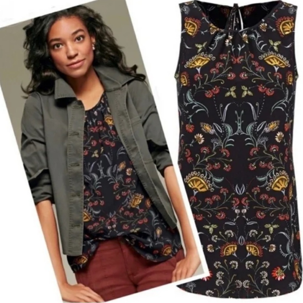 CABI Legend folklore floral pattern coastal grandma career tank S Style#3621